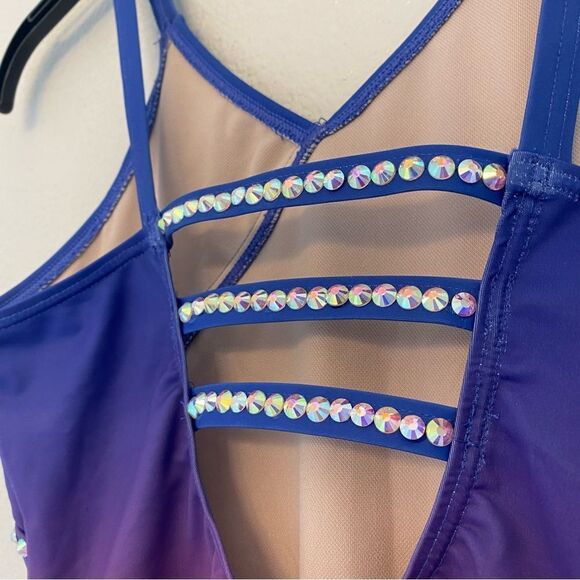 Weissman Balera Costume solo custom dance rhinestone Ombre Leotard PL12366 LC - Picture 7 of 15
